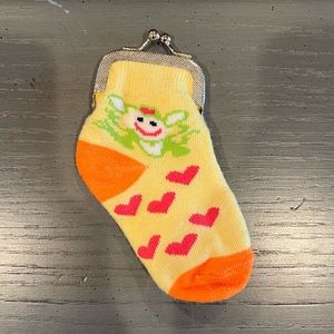Baby Sock Frog Kiss Lock Yellow Coin Purse
